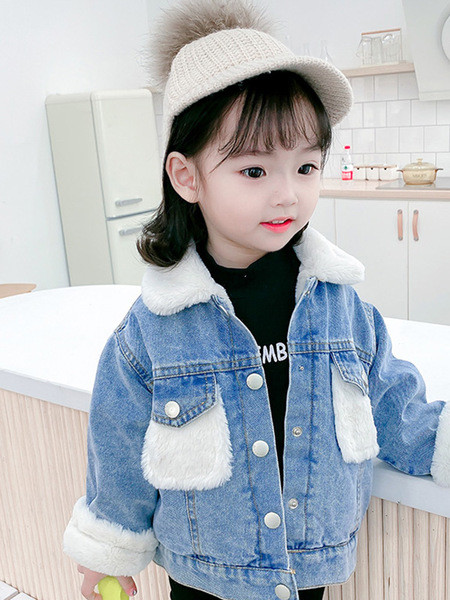 Dječja traper jakna s donjim ovratnikom i gumbima