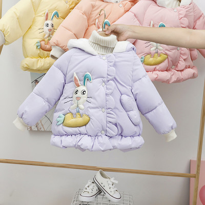 Kapuutsiga ja aplikatsiooniga laste talvejope tüdrukutele - jänes