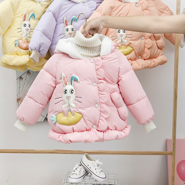 Kapuutsiga ja aplikatsiooniga laste talvejope tüdrukutele - jänes