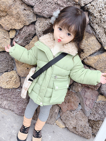 Pehme krae ja voodriga laste talvejope tüdrukutele