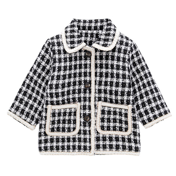 Laste stiilne must-valge mantel tüdrukutele