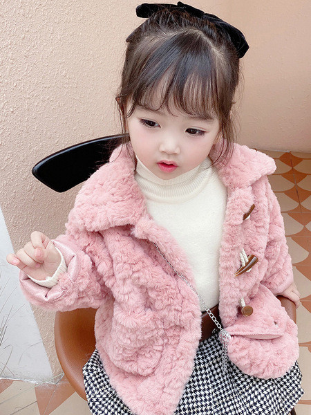 Pehmus krae ja nööpidega lastemantel