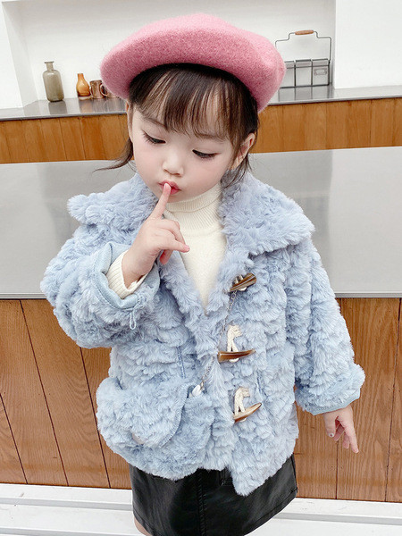 Pehmus krae ja nööpidega lastemantel