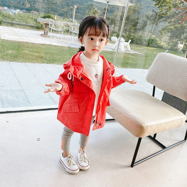 Kapuutsiga ja lukuga laste kevad-sügis tuulejope tüdrukutele