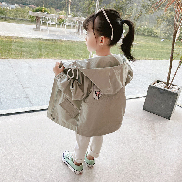 Kapuutsiga ja lukuga laste kevad-sügis tuulejope tüdrukutele