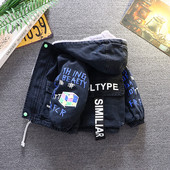 Uue mudeli kapuutsiga ja kirjadega talve laste jope poistele