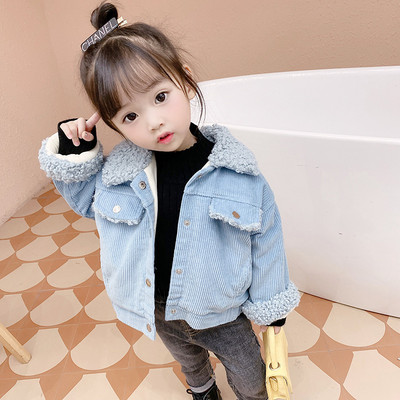 Laste sügis-talvine jope nööpide ja sulekraega