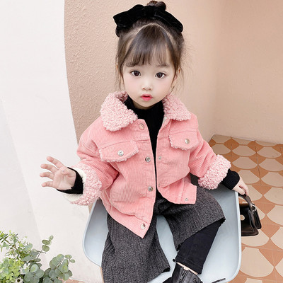 Laste sügis-talvine jope nööpide ja sulekraega