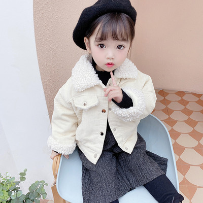 Laste sügis-talvine jope nööpide ja sulekraega