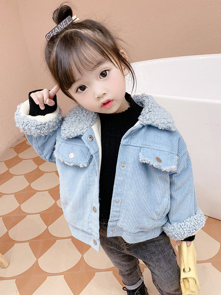 Laste sügis-talvine jope nööpide ja sulekraega