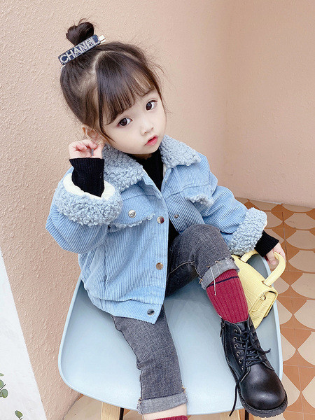 Laste sügis-talvine jope nööpide ja sulekraega