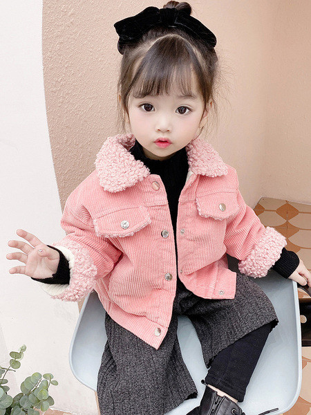 Laste sügis-talvine jope nööpide ja sulekraega