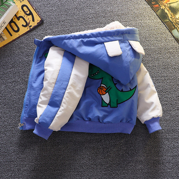 Ležerna dječja jakna za dječake s mekom podstavom i aplikacijom dinosaura