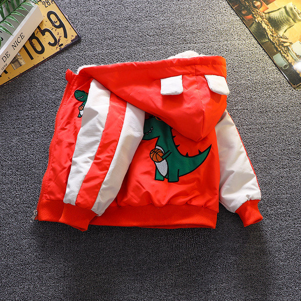 Ležerna dječja jakna za dječake s mekom podstavom i aplikacijom dinosaura