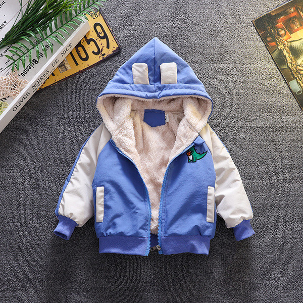 Ležerna dječja jakna za dječake s mekom podstavom i aplikacijom dinosaura
