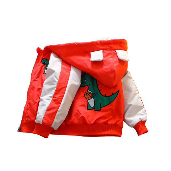 Ležerna dječja jakna za dječake s mekom podstavom i aplikacijom dinosaura