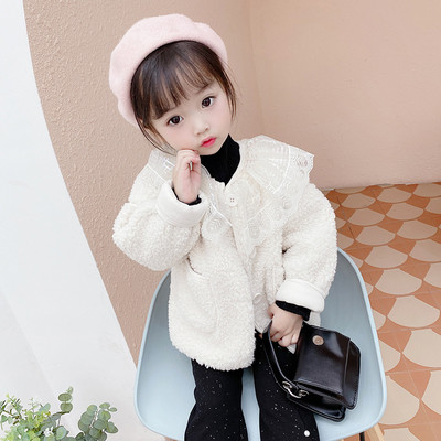 Pitskrae ja nööpidega laste sulejope tüdrukutele