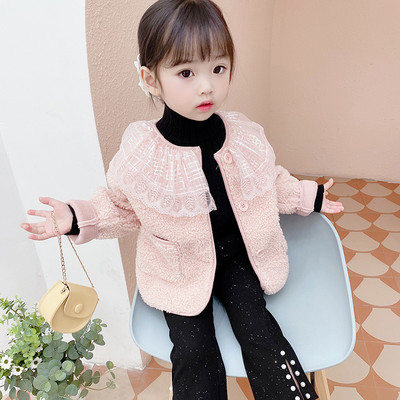 Pitskrae ja nööpidega laste sulejope tüdrukutele