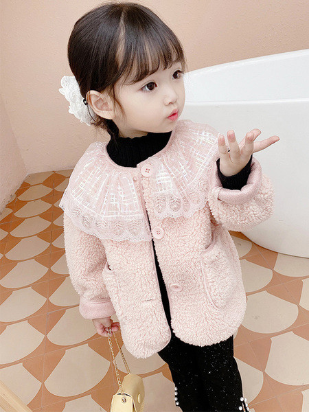 Pitskrae ja nööpidega laste sulejope tüdrukutele