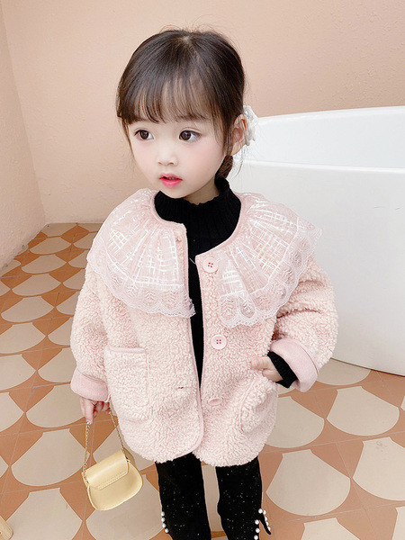 Pitskrae ja nööpidega laste sulejope tüdrukutele