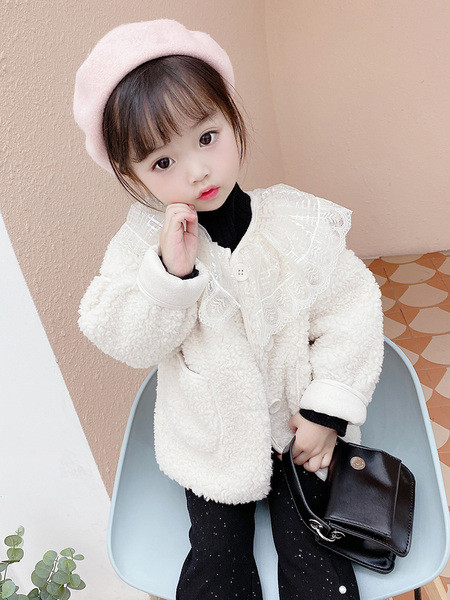 Pitskrae ja nööpidega laste sulejope tüdrukutele