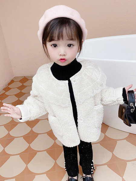 Pitskrae ja nööpidega laste sulejope tüdrukutele