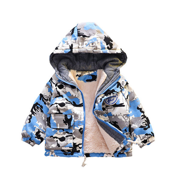 Dječja jakna u boji za dječake sa kapuljačom i natpisom