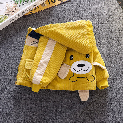 Moderna dječja jakna za dječake od samta s kapuljačom