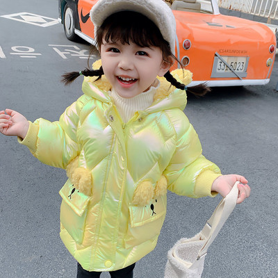 Laste jope tüdrukutele nööpide ja kapuutsiga