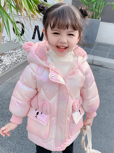 Laste jope tüdrukutele nööpide ja kapuutsiga