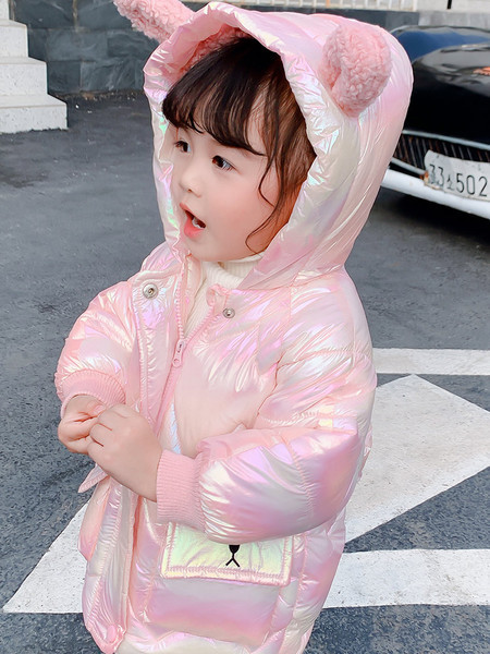 Laste jope tüdrukutele nööpide ja kapuutsiga