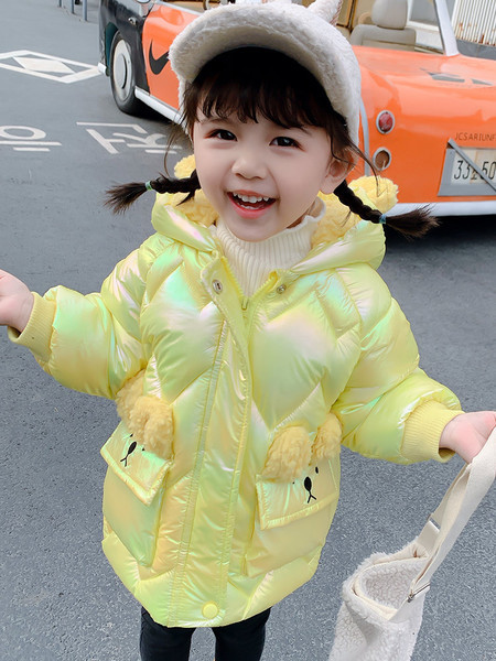 Laste jope tüdrukutele nööpide ja kapuutsiga