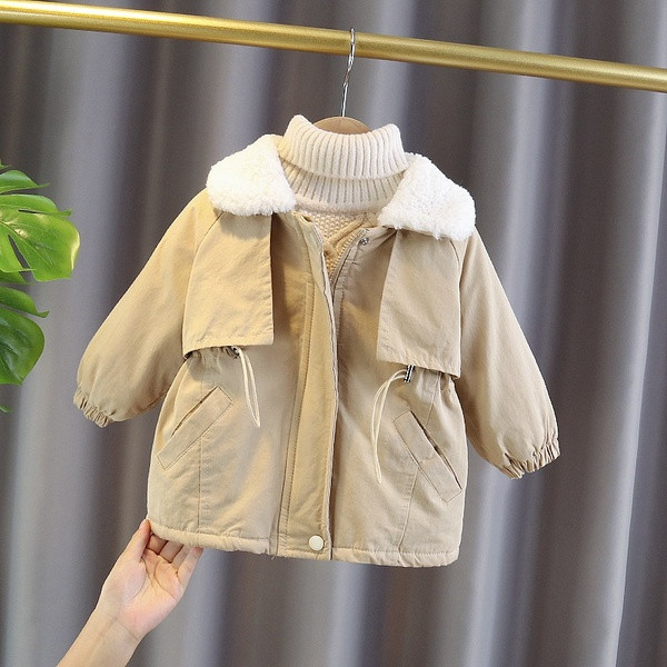 Moodne pehme kraega laste jope tüdrukutele