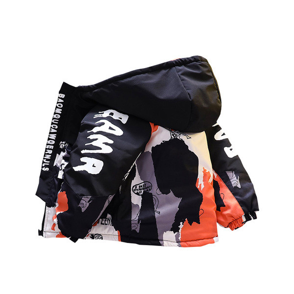 Πολύχρωμο παιδικό μπουφάν για αγόρια με κουκούλα και επιγραφή