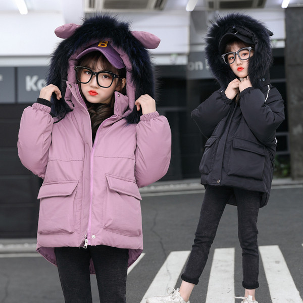 Kapuutsiga laste talvejope tüdrukutele