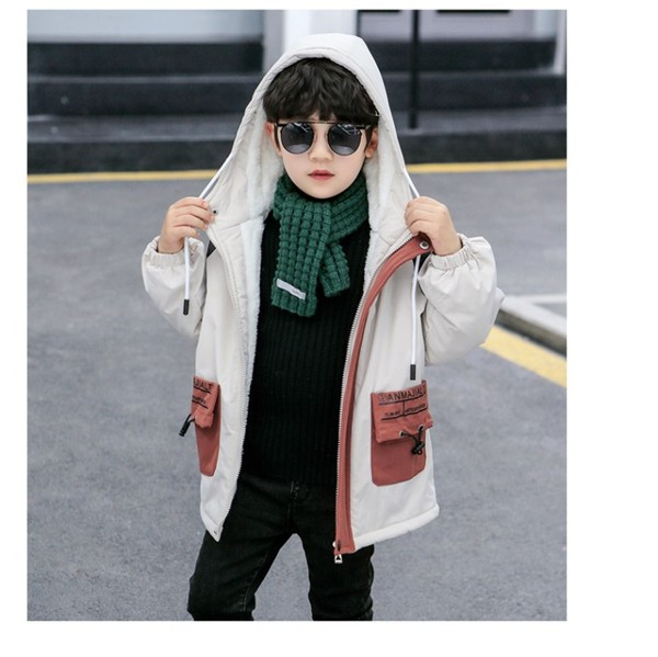 Dječja jakna parka za dječake s kapuljačom i džepovima