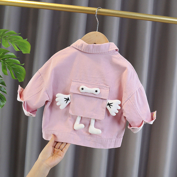 Uus mudel tüdrukutele roosa 3D elemendiga laste jope