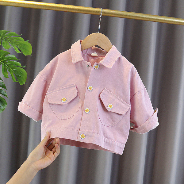 Uus mudel tüdrukutele roosa 3D elemendiga laste jope