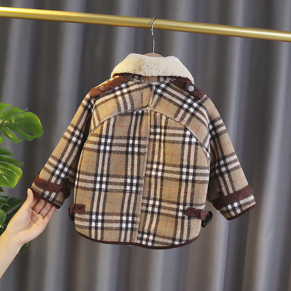 Pehme voodriga laste ruuduline jope tüdrukutele