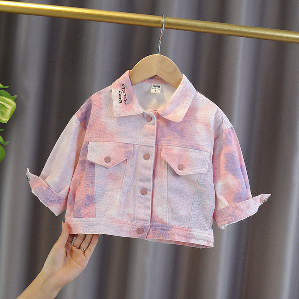 Klassikalise krae ja nööpidega värviline laste jope