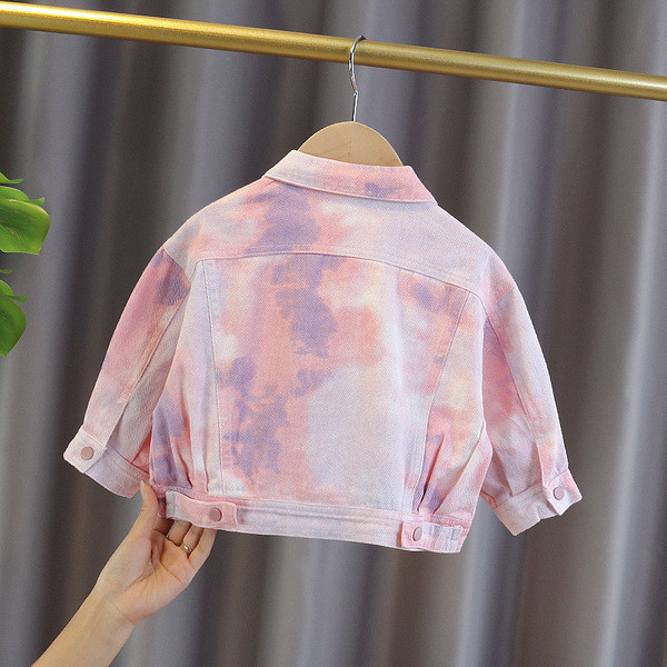 Klassikalise krae ja nööpidega värviline laste jope