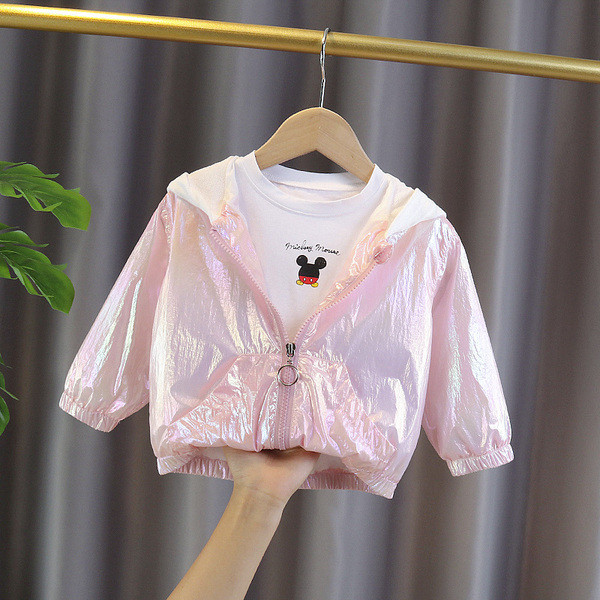 Dnevna dječja flis jakna za djevojčice u plavoj i roza boji