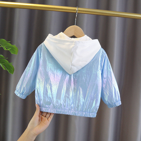 Dnevna dječja flis jakna za djevojčice u plavoj i roza boji