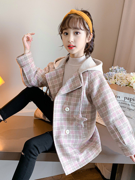 Laste kaasaegne kapuutsiga mantel - tüdrukutele