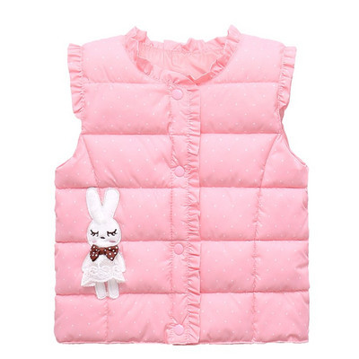 Ikdienas bērnu veste meitenēm ar ovālu apkakli un aplikāciju