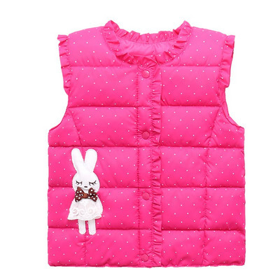 Ikdienas bērnu veste meitenēm ar ovālu apkakli un aplikāciju