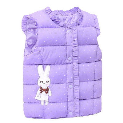 Ikdienas bērnu veste meitenēm ar ovālu apkakli un aplikāciju