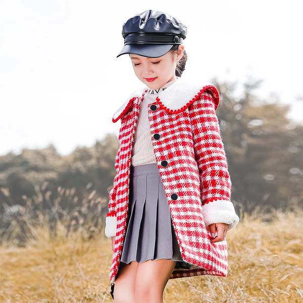 Ruuduline sulekraega lastemantel tüdrukutele