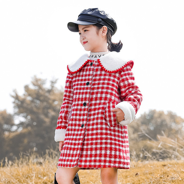 Ruuduline sulekraega lastemantel tüdrukutele