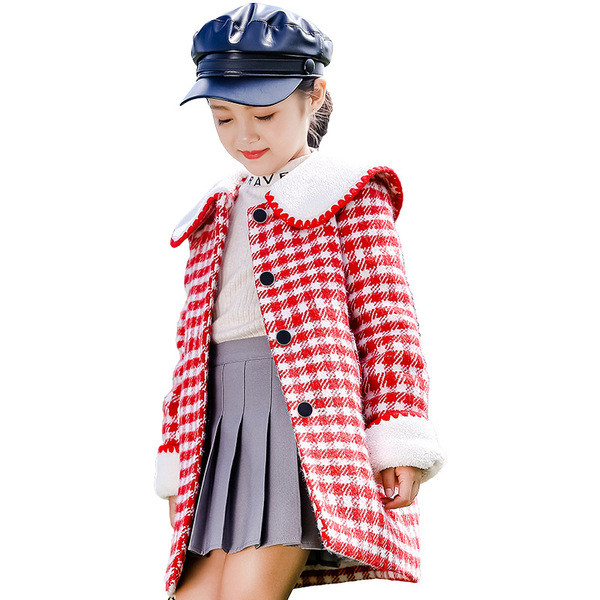 Ruuduline sulekraega lastemantel tüdrukutele